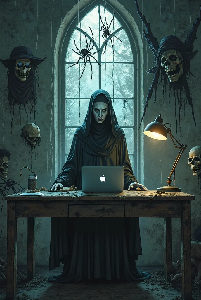 a painting of a woman sitting at a desk with a bird on her head, creepy, nightmare, intricate details, hyperdetailed, cinematic, dark shot, muted colors, film grainy, soothing tones, muted colors, technicolor, by vergvoktre
<lora:vergvoktre_finetuned:0.85>
BREAK
<lora:Dark_Art:1> d4rk4rt artstyle, monochrome, greyscale