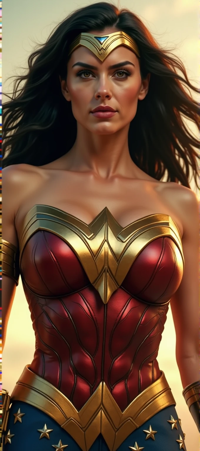 a close up of a woman in a red and gold costume, cinematic goddess body shot, cinematic close-up bust shot, 8 k sensual lighting, super detailed octane render, unreal engine render + a goddess, portrait of wonder woman, cinematic bust shot, hyper realistic octane render 4k, hyper realistic lighting, fine details 8k octane rendering, cinematic lighting high details