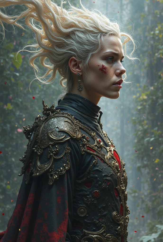 full body, (walking:1.1), (slow motion:1.2),assassin FemaleCultistbody tattoo wearing Leather Armor, wet dripping mascara,raining, wet,red cloak,(insanely detailed:1.5), ((analog)), (highest quality, Alessandro Casagrande, Greg Rutkowski, Sally Mann, concept art, 4k), (colourful), (high sharpness), ((detailed pupils)), red eyes, ((painting:1.1)), (digital painting:1.1), detailed face and eyes,Masterpiece, best quality, highly detailed photo:1, 8k, detailed face,photorealistic, (silver Hair,ponytail hair cut, ecstatic:1.1),(older woman:1.3),By jeremy mann, bysandra chevrier, by maciej kuciara,((samurai)), sharp, ((perfect body)), realistic, real shadow, 3d, ((crop top)), ((full body)), ((forest background)), (by Michelangelo)