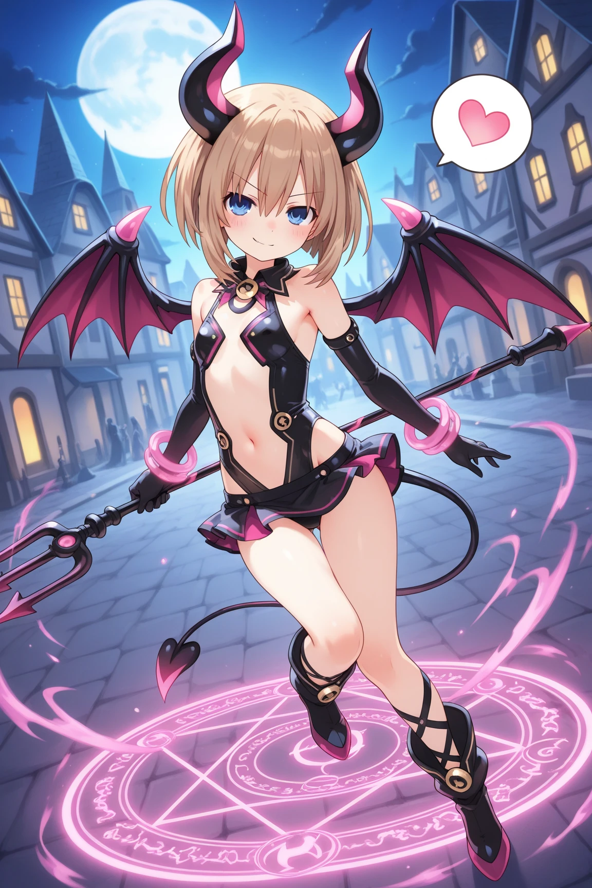 (masutepiece, Best Quality),1girl, tail, wings, demon-girl, horns, solo, demon-tail, thighhighs, pointy-ears, weapon, o-ring, purple-hair, demon-wings, swimsuit, open-mouth, thigh-boots, jewelry, shorts, navel, holding, looking-at-viewer, boots, bracelet, flat-chest, detached-sleeves, o-ring-top, holding-weapon, demon-horns, blue-eyes, short-hair, skull, colored-skin, black-bikini, black-footwear, fang, short-shorts, full-body, black-thighhighs, faux-figurine, bare-shoulders, dark-skin, micro-bikini, blush, bangs, dark-skinned-female, highleg, tail-ornament, holding-sword, two-side-up, fur-trim, knife, bikini-top-only, aqua-eyes bone, black-shorts
