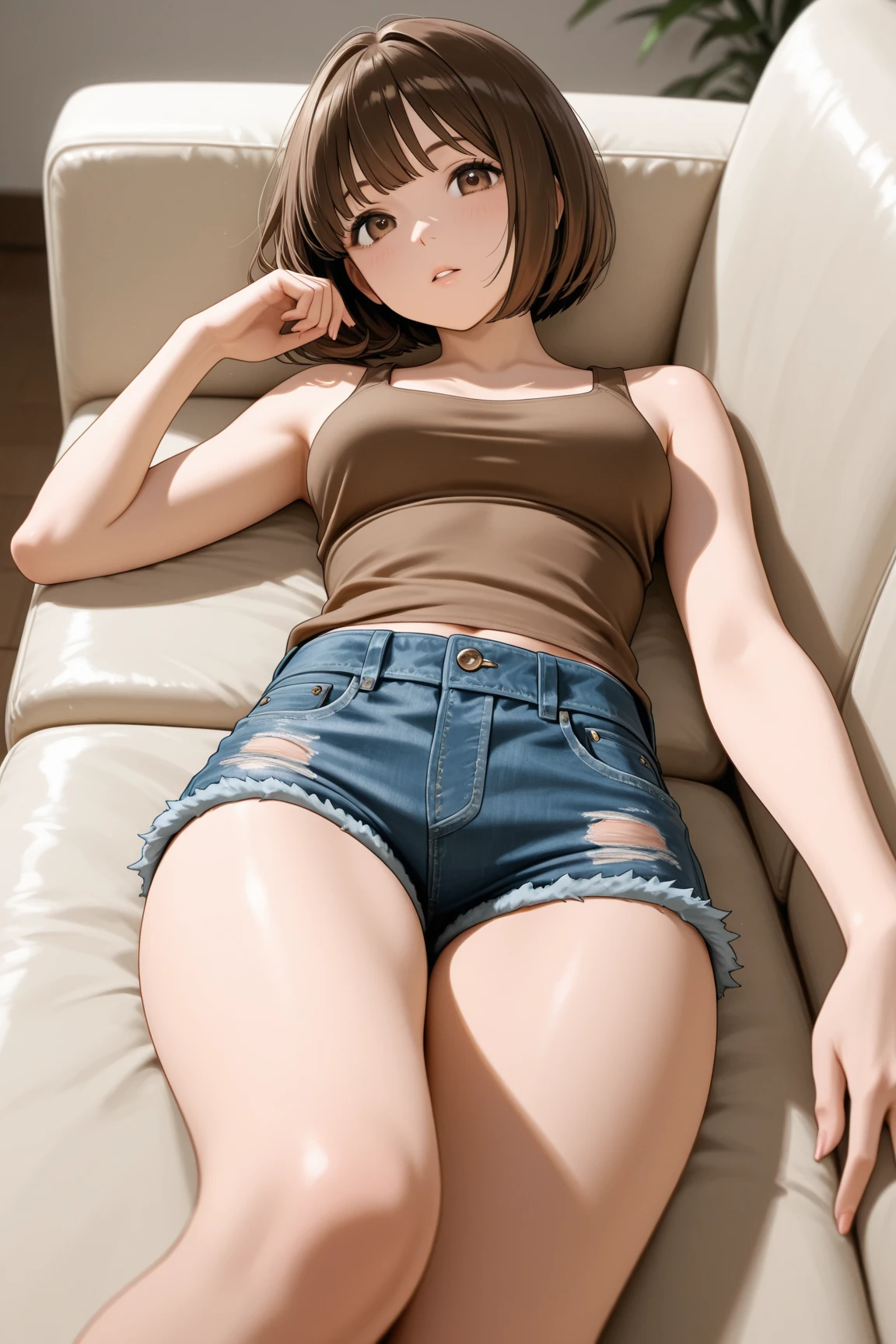 Anime girl sitting on a sofa with a necklace around her neck and winking, Anime atmosphere, Anime Style 4 k, 90s anime art style, Detailed portrait of an anime girl, Anime Style. 8k, Lo-fi art style, Anime Style mixed with fujifilm, 9 0 s Anime Aesthetics, Anime PostersMovie StillsPortrait, Anime Aesthetics, Earrings