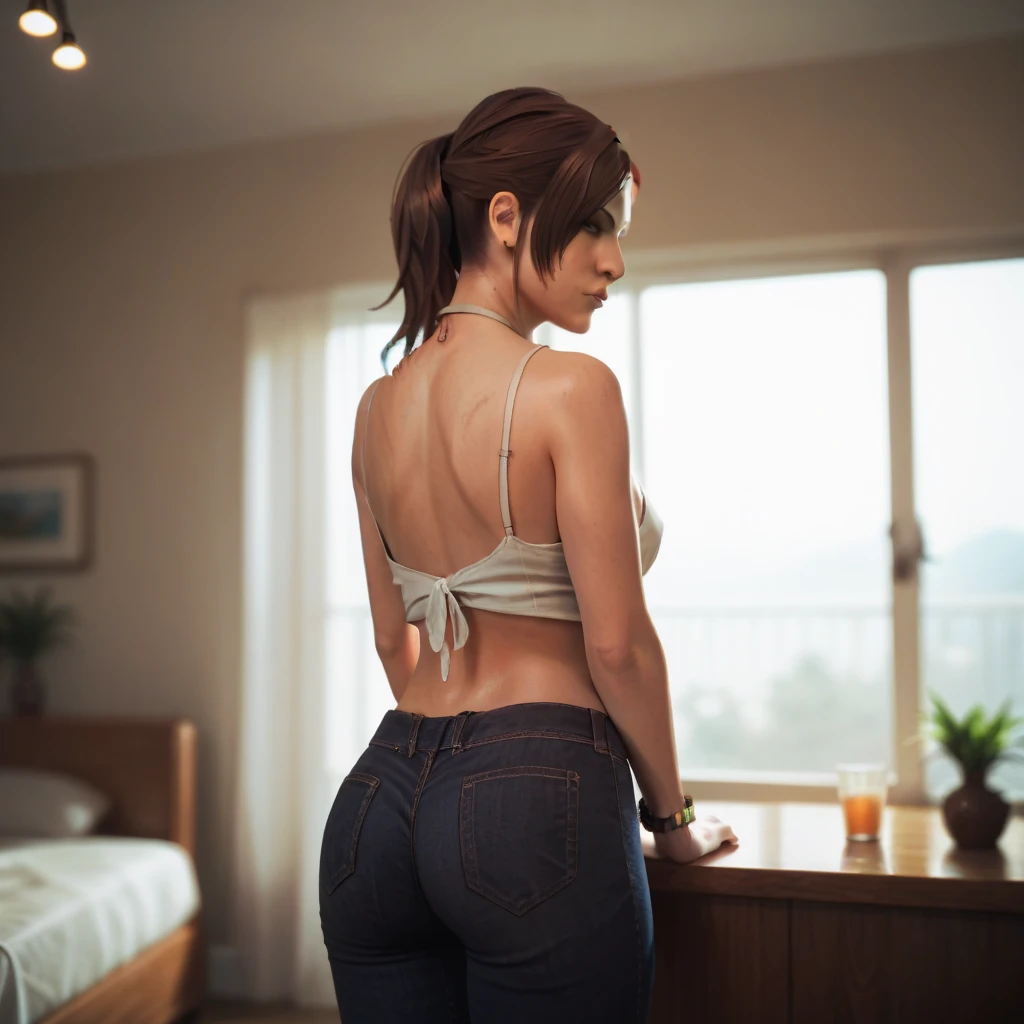 (masterpiece, best quality), 1girl, beautiful face, <lora:High quality pants_01:1>white lace panties, from behind, perfect ass