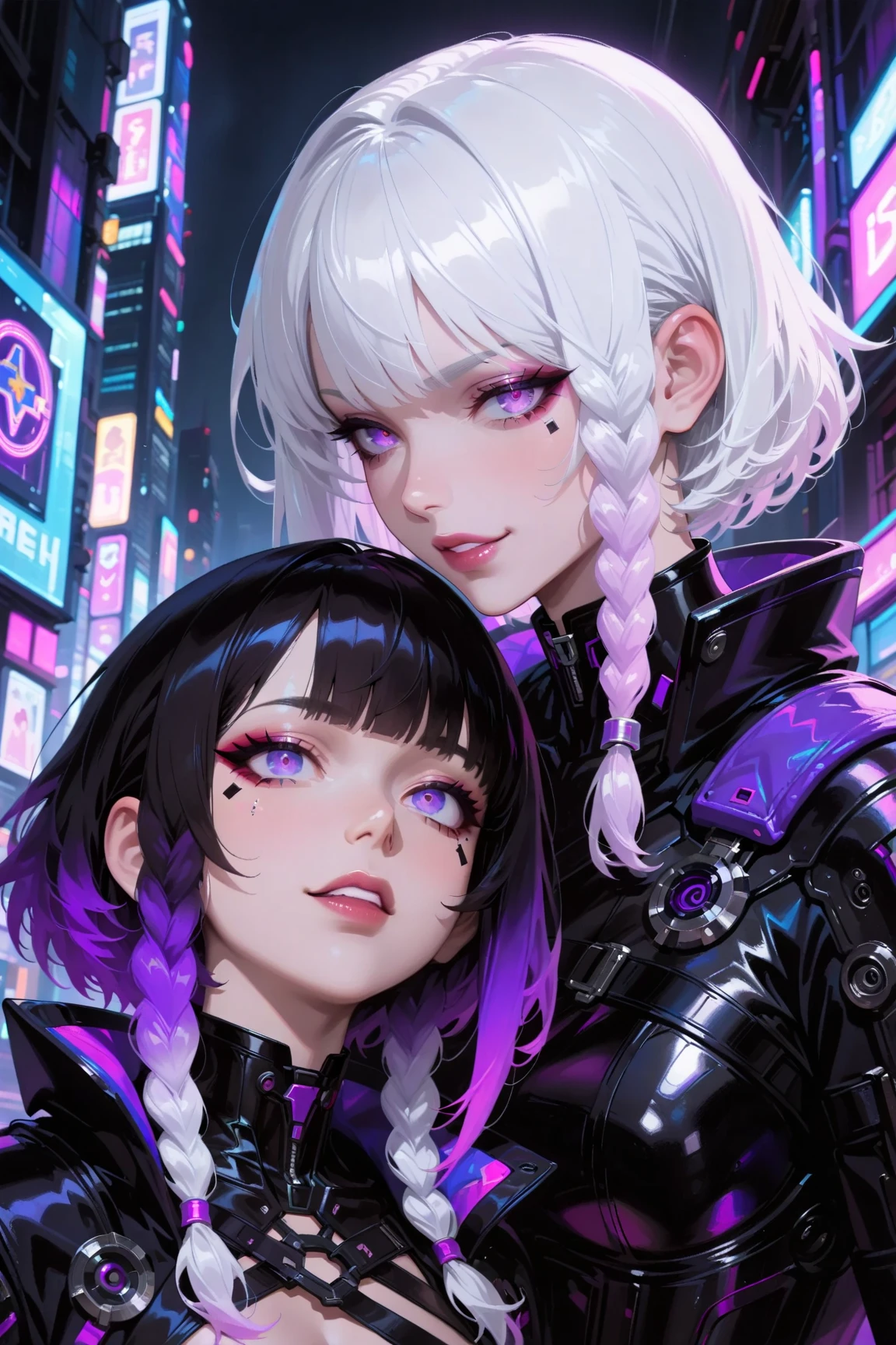 One Woman、Purple clothes、Gray Hair、((blue eyes))、Captivating eyes、Night view