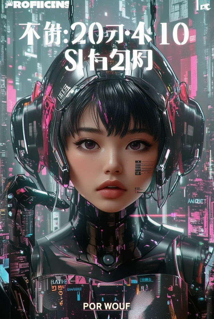 Pretty Chinese girl, de 20 e poucos anos, cabelo preto curto, wearing a black and pink cybernetic jumpsuit, Giant robot (feminino) em forma de coelho, feito de carbono, capa branca e rosa, young woman controlling the robot, 4k, ultradetalhado, arte digital, studio lighting, physics-based rendering, mecha, cores vivas, bokeh, pele texturizada, visto de baixo, futurismo, Action painting