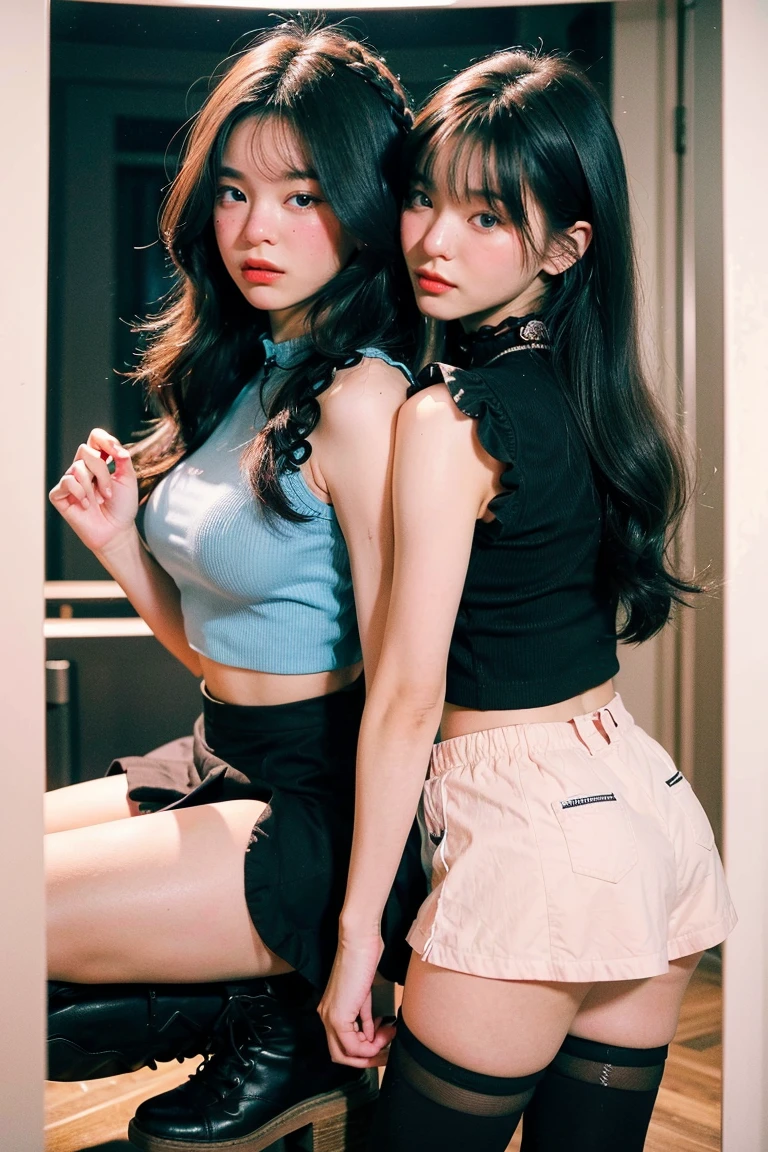 1 girl, mictia, streamer, twitch, photorealistic:1.4, 8k, masterpiece, best quality, detailed face:1.5, original, high resolution, unparalleled masterpiece, ultra realistic 8k, perfect artwork, perfect female figure, detailed skin, epic realism, short top, miniskirt, full body, body paint,una mujer, detallado,full body, maquillaje,