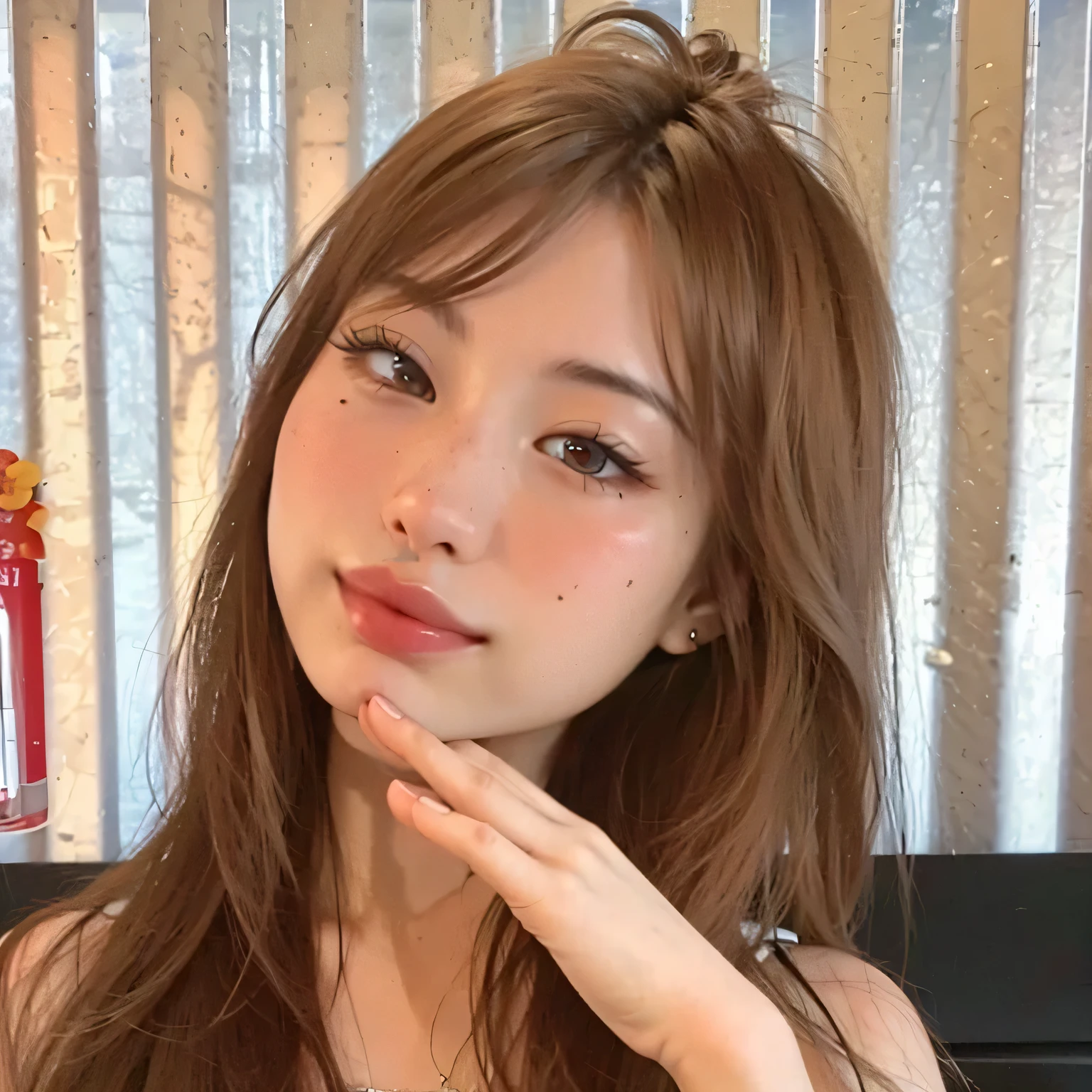 ((Highest quality, 8k, masterpiece: 1.3)), 1 female, Japanese Mature,Sensual beauty: 1.3, (Hair style Brown hair Medium wave, big: 1.2), Nightwear: 1.1, Super Slender Face, Delicate eyes, double eyelid, Dimples,Mole, Home,Plump body,very thick legs,Cowboys photographed from the air,