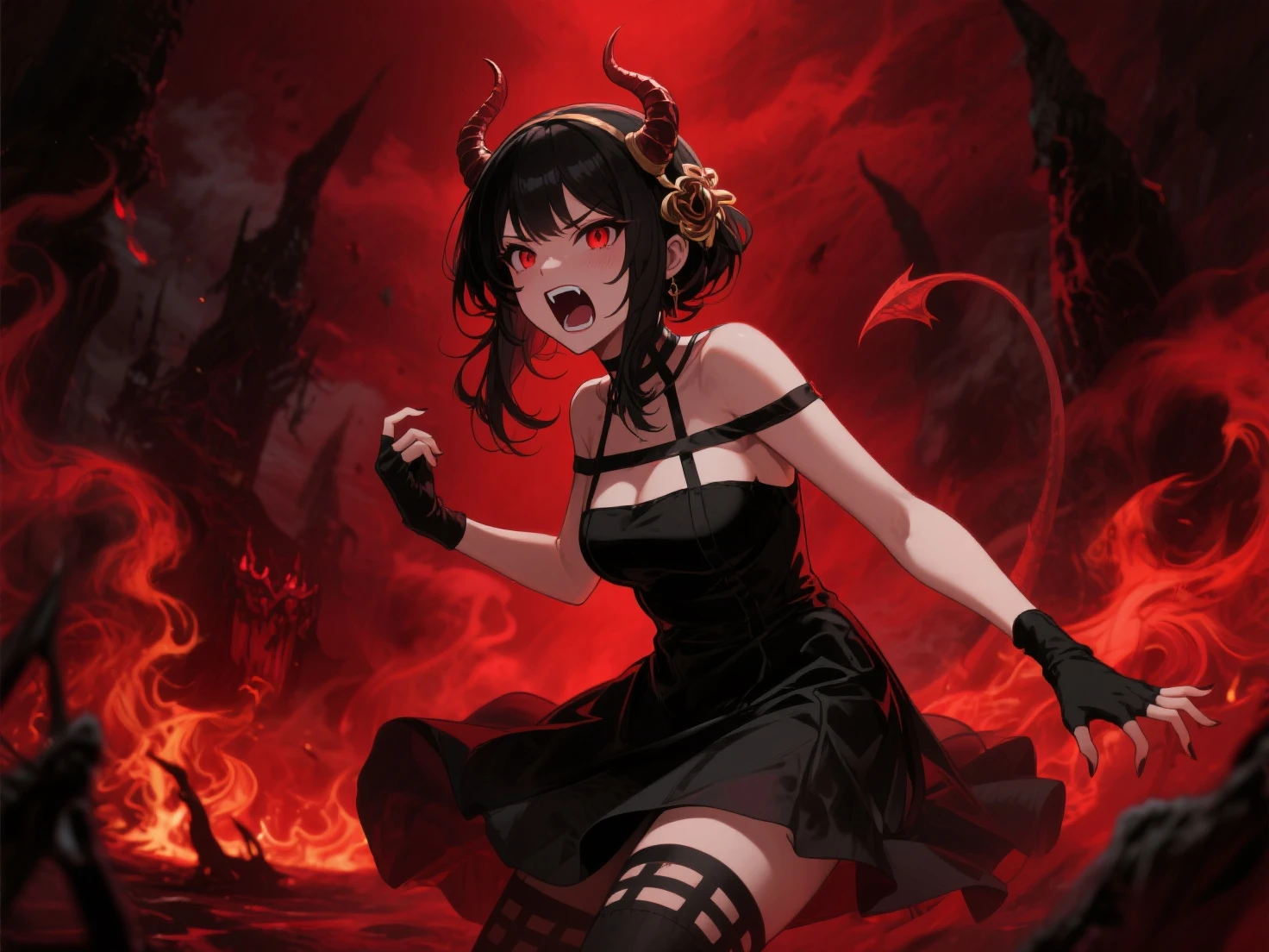 left: flame of hell, dead girl in underwear. right: flame of hell, a strong man with a black aura