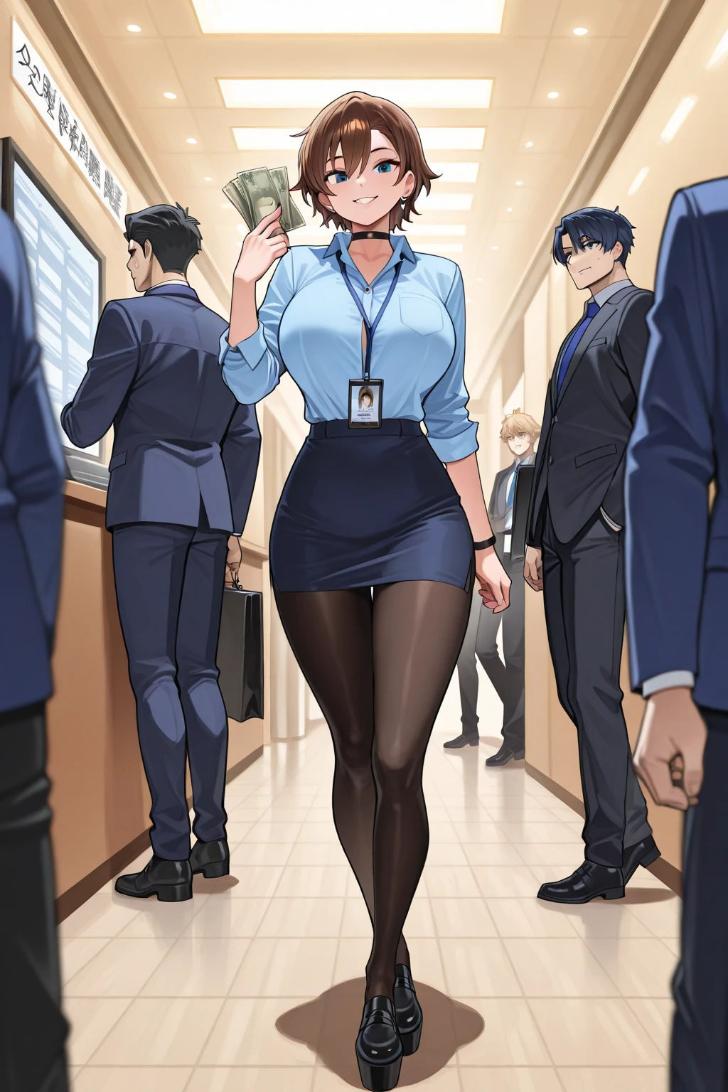 core_9, score_8_up, score_7_up, source_アニメ, 1boy standing dominate, 1girl hung on the air by chains ，Hung in the air by chains, mature female,legs apart， milf and young man，young man , , smile, looking at viewer, The milf is kneeling,blush face，Desperate expression，slave of the young boy，helpless， young man is standing ，，seduce the young man，lick the young man, office lady dressed，black、Garter stockings，opened，，chains，rubber，Handcuffs，hands tied up， from behind, (focus on her hips)some sex toys around，（cum on her body），hand caught mans dick
