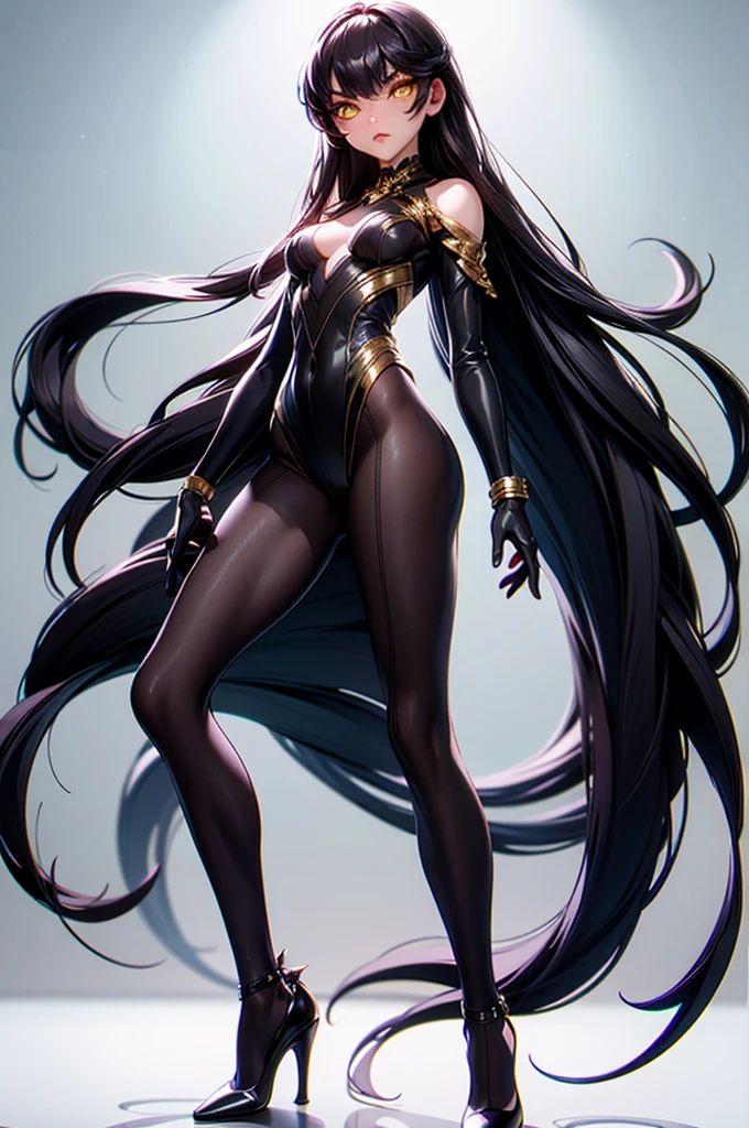 (((Masterpiece))), (((Ultra-detailed Anime CG))), ((Unity 8k Wallpaper)), (((The Highest Quality))), 1girl, ((Bayonetta)), ((White Skin)), ((Abstract Bayonetta, Beautiful Bayonetta)), ((Bayonetta Tight Outfit)), (((Bayonetta Black Coloured Long Hair))), (((Ultra-detailed hands))), (((Bayonetta Face))), ((Cute face, Beautiful Face, Death Gaze, Closed Lips, Purple Lipstick)), ((Hourglass Waist, Amazing Shapes of Body, Elastic Body, Beautiful Body)), ((Amazing Eyes, Beautiful Black Pupils, Gaze to Lens)), ((View of the Upper Body, Bayonetta on Background)), (shining eye), ((Dark Anime Style))