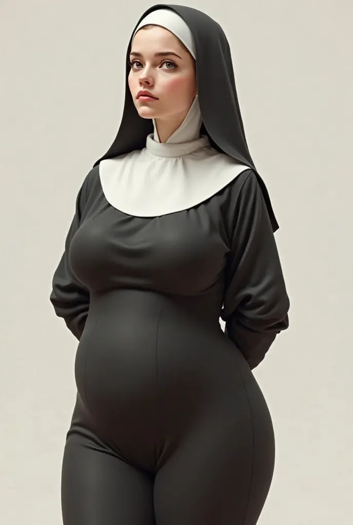 a gorgeous voluptuous 2 bad nun, ultra detailed realistic portrait, beautiful detailed eyes, beautiful detailed full red lips, extremely detailed face and features, long eyelashes, hourglass figure, (best quality,4k,8k,highres,masterpiece:1.2),ultra-detailed,(realistic,photorealistic,photo-realistic:1.37),HDR,UHD,studio lighting,ultra-fine painting,sharp focus,physically-based rendering,extreme detail description,professional,vivid colors,bokeh,portraits.almost naked.