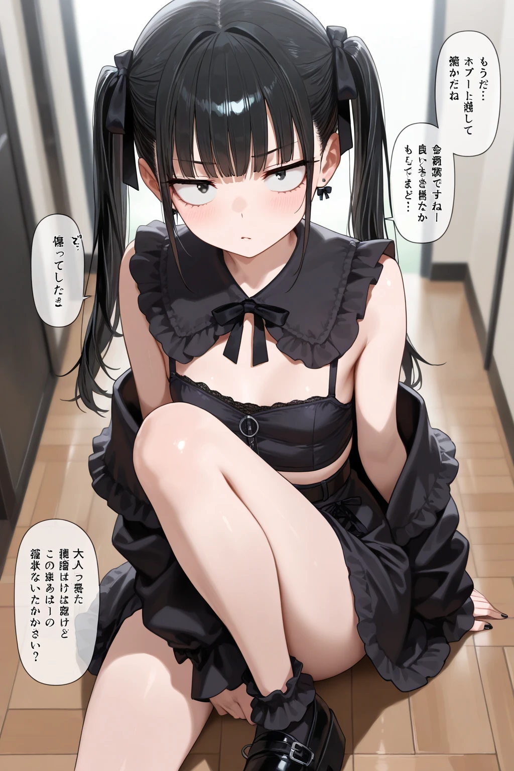 1girl, ((milking machine)), (projectile lactation), nsfw, (Expressive eyes), (Perfect Face), ((cute)), Slanted Eyes, ((Baby Face)), (((female child))), (9 years old), (((Petite))), ((Flat Chest)), White skin, gleaming skin, Yellow eyes, Crying face, seductive smile, twin braids, black hair, Naked, collar, chain leash, Hands tied, ((Underground Prison)), (Sweat), standing, drooling, detail perfect piece, (Best quality, 16k