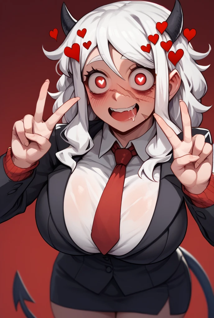 (masterpiece, best quality:1.2), amazing quality, very aesthetic, 32k, absurdres, extremely beautiful, newest, scenery, extra details, (sharp detailed:1.2), sharp focus, character focus, absurdres, official art, detailed anatomy, correct anatomy, (nakamura_regura:0.4),
 
1girl, 10th floor merchant, golden eyes, white hair, short hair, blunt bangs, black sclera, single hair bun, red skin, tiny horns, black horns, tail, black tail, black dress, gothic fashoin, leather, (gesugao:1), half closed eye, disgusted, from below, simple background, look down, look at viewer, raised fingers, creepy, close up, middle finger, evil smile, sadistic, face focus,
 
detailed, shiny skin, soft shaded, dark, Low-key lighting, depth of field,