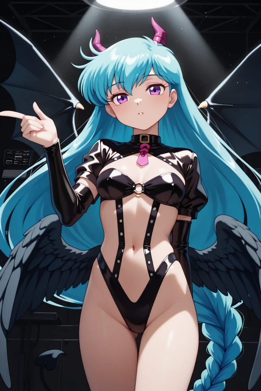 anime girl, blue lightning, fantasy, wings, pg, goth