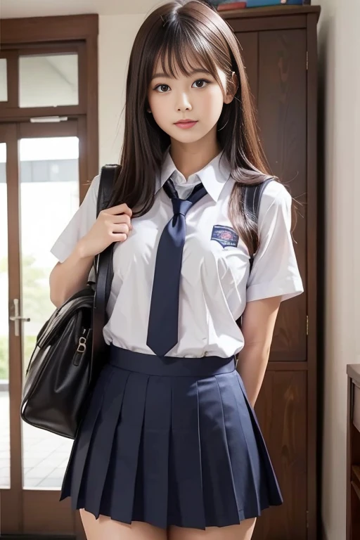 (One girl), (sexy look:1.5), (Flat Chest:1.3), (Very detailed目, Very detailed顔), (Super realistic, High resolution), (highest quality:1.4), (super high quality), Real skin texture, RAW Photos, (Realistic, Photorealistic:1.37), Very detailed, Professional photography, (school uniform, Pleated skirt:1.3), (Look at me), (panties), (School, classroom),