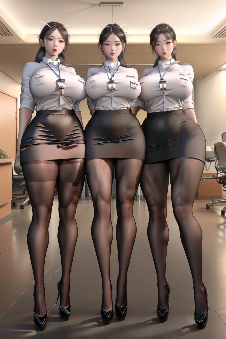 A curvaceous, cute and skinny super large biggest thick ass realist secretary with legs apart, dressed in a sexy tight-fitting suspender belt that hugs her voluptuous large and thick hips and round huge thick ass . perky breasts, . pantyhose, big and thick and ass, large and thick hips. 
