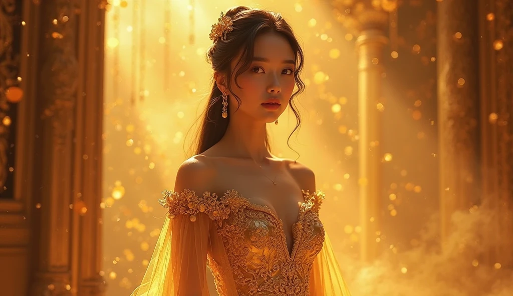 (best quality color photo of a mysterious beautiful woman in cocktail dress on a fashion magazine cover, haute couture fashion shoot:1.3),(An extremely delicate and beautiful work:1.2), (Christmas illumination, soft front light, professional lighting :1.3),(Dressed in a breathtaking and sophisticated floral dress, elegant and sophisticated fashion, floral couture, clothes made of flower :1.1), (butterfly of light,Decorations to liven up the holiday season), elegant pose, glamorous fashion pose, the divine light, with neon lights, starrysky background, simple background, (she is the embodiment of beauty and allure:1.1), detailed face, looking at viewer, detailed eyes, black eyes, lustrous lips, subtle smile, forehead ,(large breast, cleavage:1.1), Gentle and enigmatic expression, High color saturation, surrealism ,(best quality, masterpiece, ultra detailed, ultra high res, photorealistic, raw photo, absurdres, absolutely resolution:1.4)