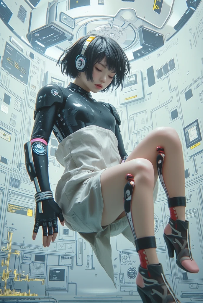 (1girl:1.2), masterpiece, best quality, best detail, best proportion, best anatomy, best face, blush, best shaped breasts, very huge breasts, (black short hair) ((14 year old japanese lowteen):1.3), ((full body shot):0.9), view from side, cameltoe, (cum in pussy), ((prosthetic limbs):1.4), ((prosthetic girl):1.0), (nsfw:1.1) , (full nude:1.5), cameltoe, loose a competition, sadly, tears, blush, (at a track field(background)), (spread her legs wide), (pubic hair), (masturbation:1.45), very wet,