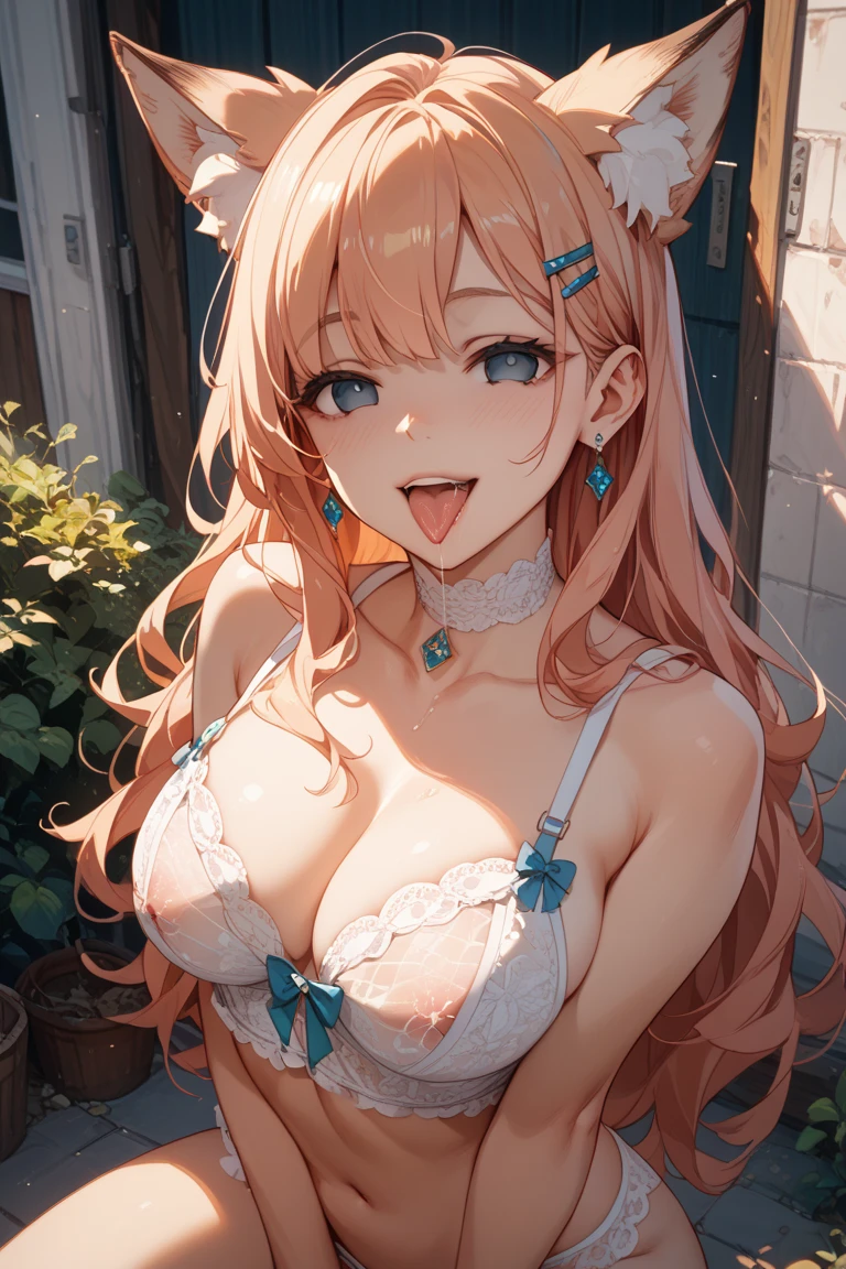 Very detailed CG Unity 8K wallpaper, Cute One lady, Mature Hair、lady ,beautiful lady, pale skin (Super masterpiece, Beautiful person, well detailed face polluted smile, Photorealistic, hyper realisitic), Perfect hands、Five fingers、Perfect hands、Perfect legs、Perfect toes、
((20year old、Pink Bra、Pink gorgeous skirt 、Best Bust、(Bust 85cm)、(large breasts)、
open chest wide、Happiness、A slender、Shy face、earrings、Get closer to your audience、Hide your arms behind your body:1.3))、
hiquality、visualart、Romance movie style、
(In a crowded city、seen by many people)、cleavage,cleavage cutout、(Sweaty all over:1.5)、midriff peek、、 (downblouse:1.5)、
pecorine, blue eyes, hair ornament, long hair, orange hair, tiara, braid, hair braid,
nipples visible through clothes