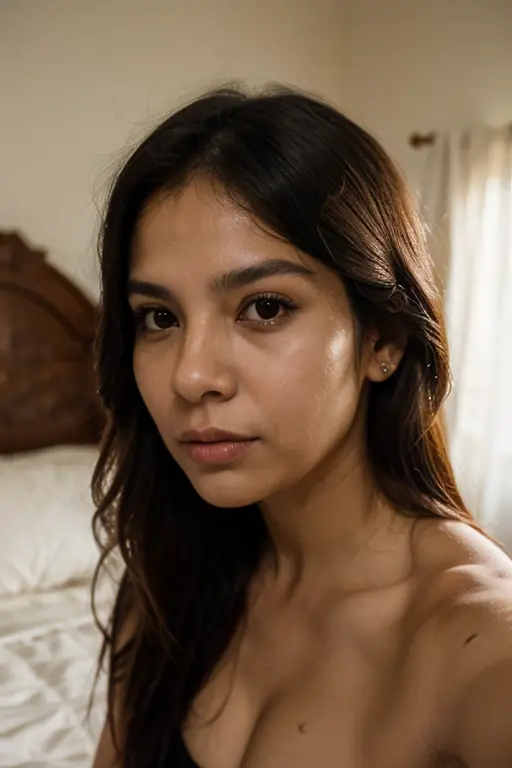 Mostrando a lingua triste e chorando de sutia na escuro