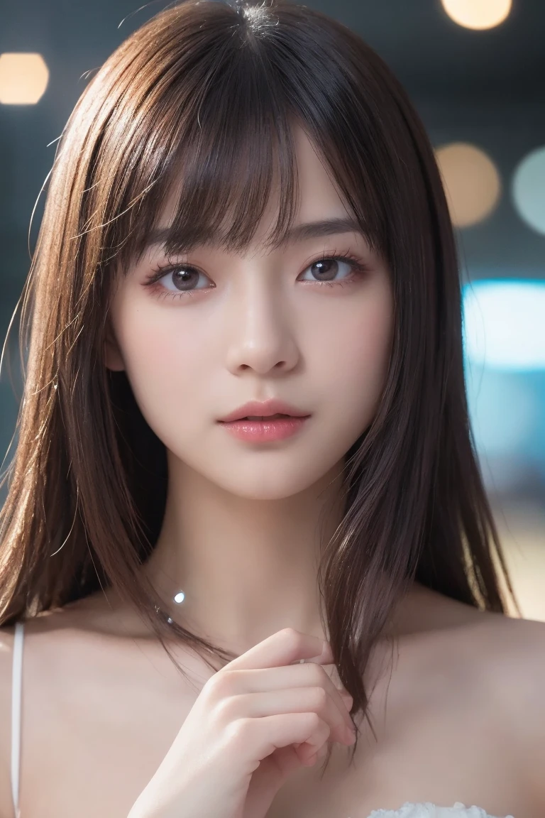 (((8ｋ,Attention to detail,Attention to detail、highest quality，masterpiece,Attention to detail,alone))),RAW Photos & Realistic atmosphere,Beautiful dark eyes,Mouth Details,Glossy Lips,Thin eyebrows,beautiful Eyes、Soft white skin that shines in every detail、Her deep black eyes are very beautiful,Lip details、Very beautiful face,Very beautiful face、A vivid face,beautiful, Glowing Lips,beautiful Eyebrows,Infinite Reality, Realistic Young Gravure Idol,Very cute woman , Young Gravure Idol, Young Gravure Idol, とても美しくてかわいいbeautiful 21 year old beauty,Incredibly beautiful and elegant，beautiful 21 year old beauty,Natural soft light,（Shiny Hair,,beautiful and kind eyes：1.5）,A kind smile,Shapely breasts,Long Hair,beautiful posture,No makeup,A little look at the camera,Red Shirt，