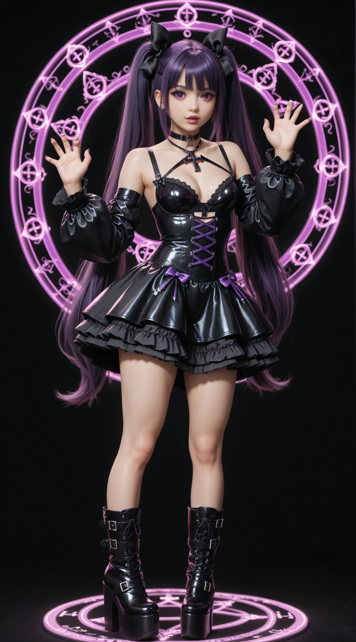 a close up of a person in a costume with a chain, misa amane *, 1 7 - year - old anime goth girl, misa amane, ( ( misa amane # ) ), cybergoth, gothic maiden anime girl, yami kawaii, anime girl wearing a black dress, holy cyborg necromancer girl, dressed in punk clothing