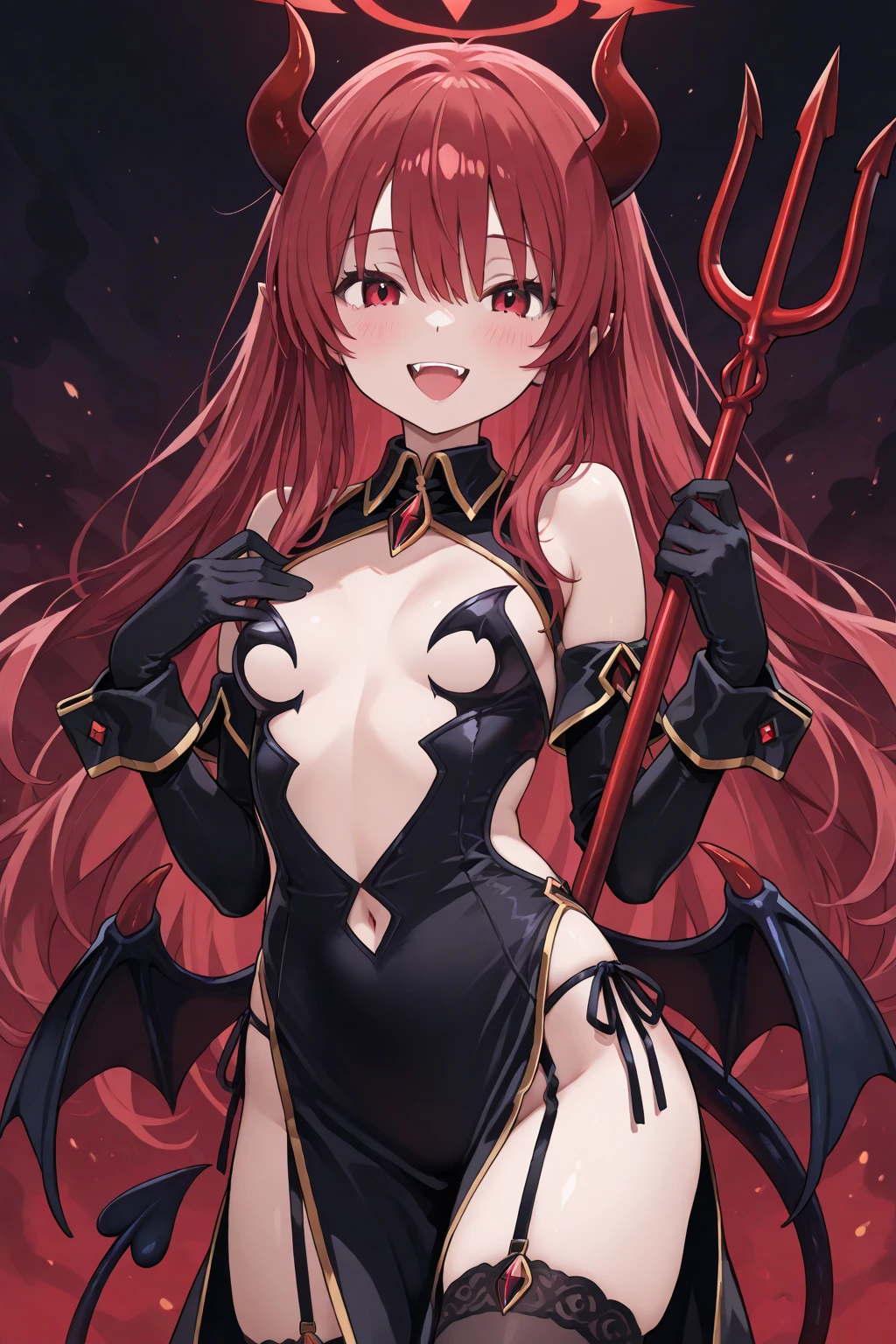 (masterpiece), 1girl, medium breasts, crimson hair, crimson sky, red crimson moon, vampire, bat, womb tattoo