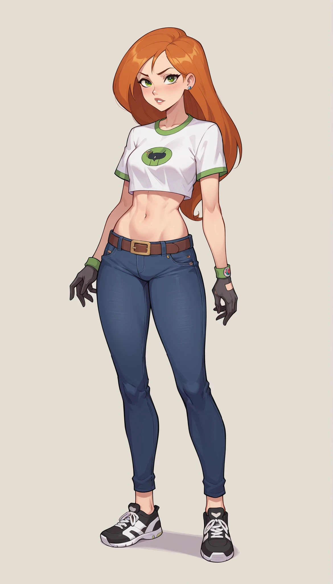 (estilo de desenho animado:1.2), Desenhos de (Ginevra Molly Weasley), Sorriso, olhos verdes perfeitos, rosto detalhado, fundo branco, pose divertida, olhar sedutor,Corpo inteiro usando o uniforme de sanserina, beautiful medium breasts and wonderful body cartoon style digital illustration. Usando calcinhaa cartoon of a woman in a green bikini and a green jacket, franco para, Dinah Drake, Krenz Cushart e Artgerm, por Yoshihiko Wada, poster points, artgerm e lois van baarle, poster art, comic pôster style, green bikini, Artgerm extremamente detalhado, retrato de corpo inteiro de jean grey, Poster of