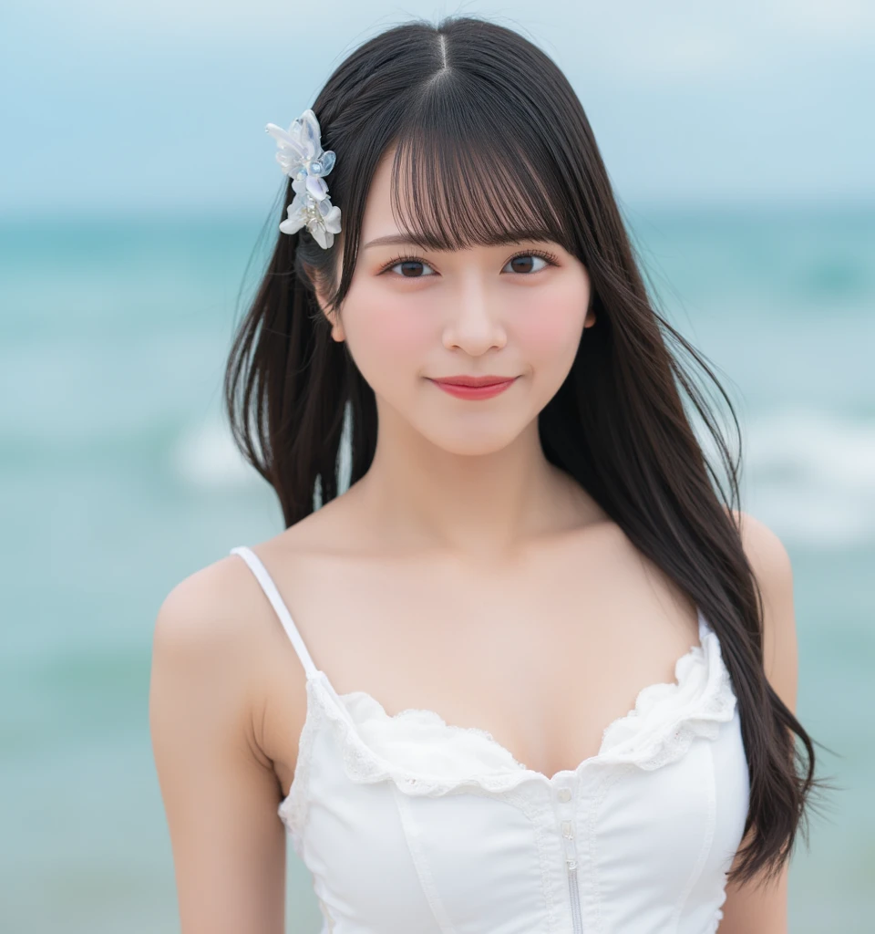 (Highest quality, 32k, High resolution, Masterpiece:1.5), marimo_jet, god々A photograph with brilliant dazzling and healing power., Evoking a sense of calm and elusive beauty, Expressing emotions, Have a rich imagination, Beautiful Japanese Girls, An exceptionally beautiful face, Small Face Beauty, , Perfect Human Anatomy, Magical big eyes, Motherhood and generosity, Deep Love, fleeting smile, Shiny black hair, Super long hair swaying in the wind, Asymmetrical bangs, Hair between the eyes, Transparent, soft white skin, Sharp eyebrows, Thin lashes, ((Natural Makeup:1.3)), Red dress, High resolution perfect collarbone, High resolution beautiful bust, Slim figure with ample breasts, High resolutionの美しい太もも, ((Distant horizon:1.5)), ((Salar de Uyuni stretches to the horizon:1.3)), ((The water surface reflects the sky like a mirror:1.5)), Beautiful detailed blue sky, Professional photographer, Professional Lighting, Professional models, God&#39;s Secret