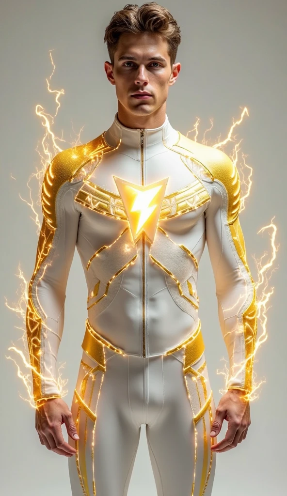 flash, the flash, superhero, hero, dc, 3d, realistic, white suit with blue details, white background, man, yellow rays, symbol of the flash superhero, flash suit, snow, predominant white color, futuristic, technology , intricately detailed, fine details, detailed body, hyperdetailed , full body, soft diffused lighting, depth of field, full body, intricate, high detail, sharp focus, full body + ultra, realistic, detailed, ultra realistic details, Clear Light style cinematic + full body, 8k, rendering, ultra detailed, side light, sunlight beauty, clear light --auto --s2