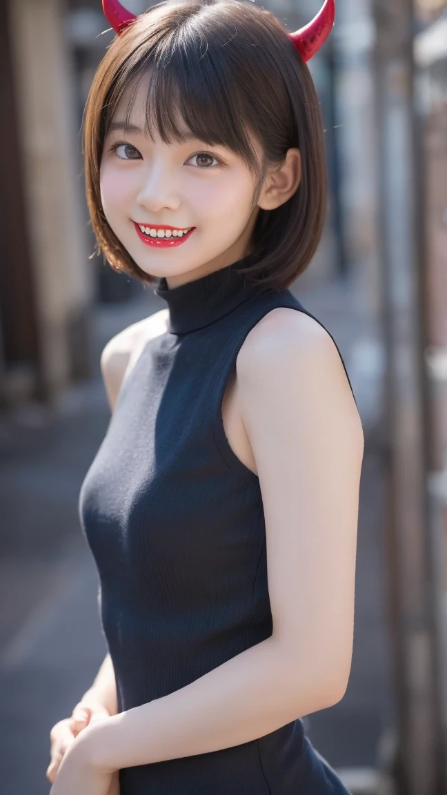 Tabletop, Highest quality, figure, Super detailed, In detail, High resolution, 8k wallpaper, Perfect dynamic composition, Beautiful attention to detail, dress,Short hair with bangs, Natural color lip, Random sexy poses,smile,Aoyama Street Walk、20-year-old girl