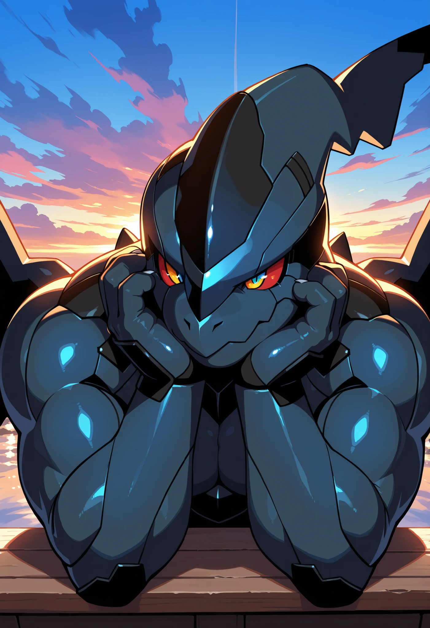 Zekrom,, , arms behind head