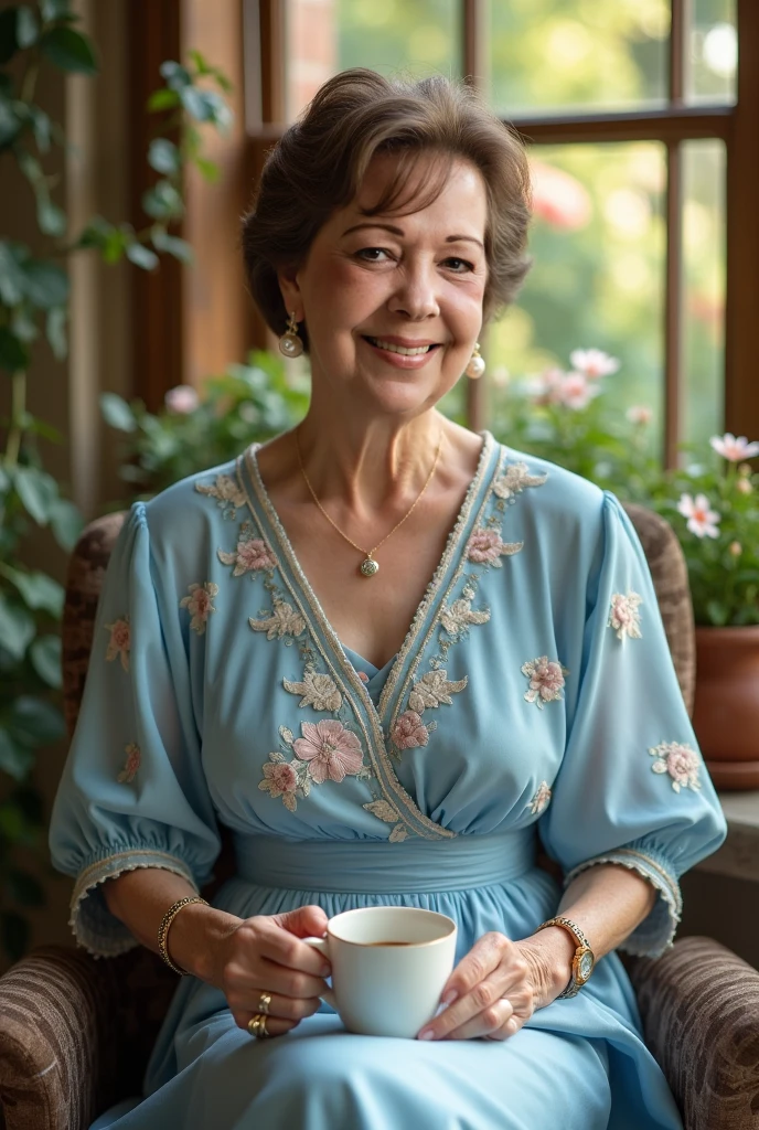 Create a high-resolution illustration of a beautiful mother in her 60s, Designed to express her elegance and elegance with the highest quality and photorealistic details. She must embody age-appropriate mature beauty, With a bright smile and a warm feeling, Fascinating presence, Rendered with great attention to detail. She’s wearing a light, flowy dress, Exposing breasts, ((nipple)), nsfw, (breast squeeze:1.3),Her outfit should reflect her sophisticated style, The perfect balance of sophistication and comfort, symbolizing a rich and fulfilling life.. The background should be of photographic quality and complement her persona, perhaps highlighting her nurturing spirit、Perhaps it depicts a cozy home or a peaceful outdoor environment, This illustration、As well as her physical beauty、Aims to show the depth of character and wisdom she has acquired, Achieve a level of detail that makes your artwork indistinguishable from high-quality photographs.
