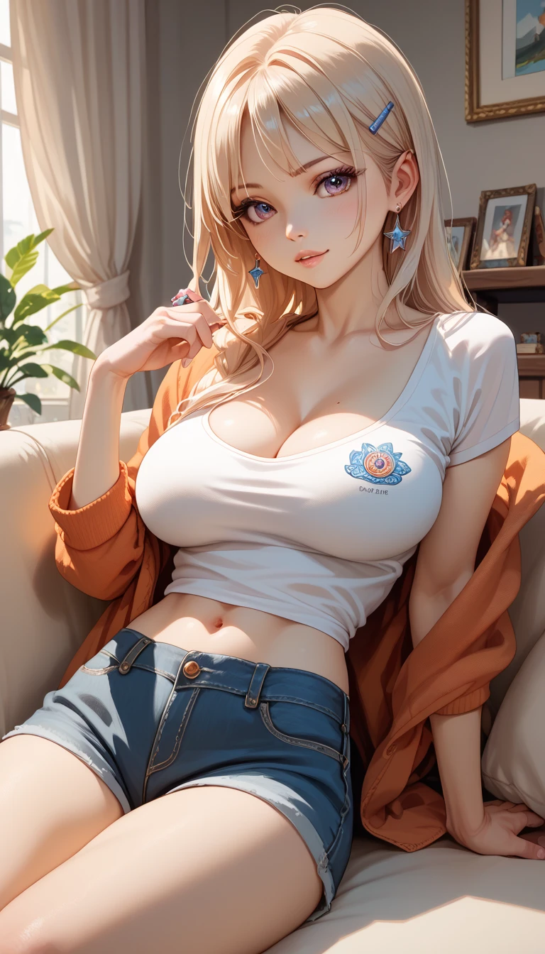 <lora:crossPastiesClothesLiftV1:1> <lora:ffc_selfie_v1:0.5> <lora:add_detail:0.5> ((HDR, best quality, masterpiece, detailed, High Resolution)), cleavage, shine, solo, blush, woman, shiny skin, oiled skin, thigh, long blonde hair, bend pose, light smile, shorts, (cross pasties, clothes lift, ffc selfie:1.2)