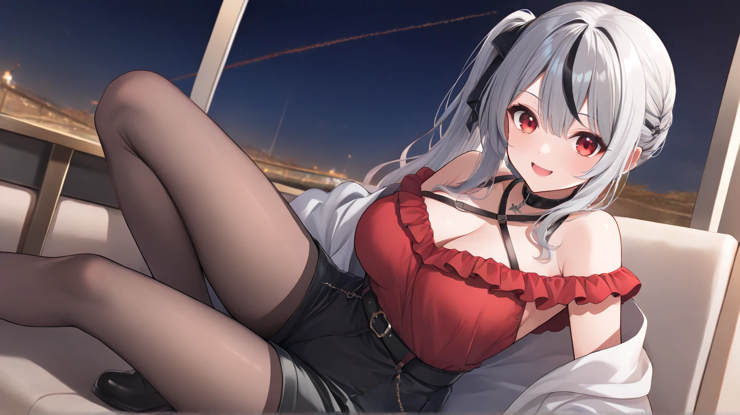 Long legs, long hair, white hair, thongs, nudity, big breasts, cleavage, ass