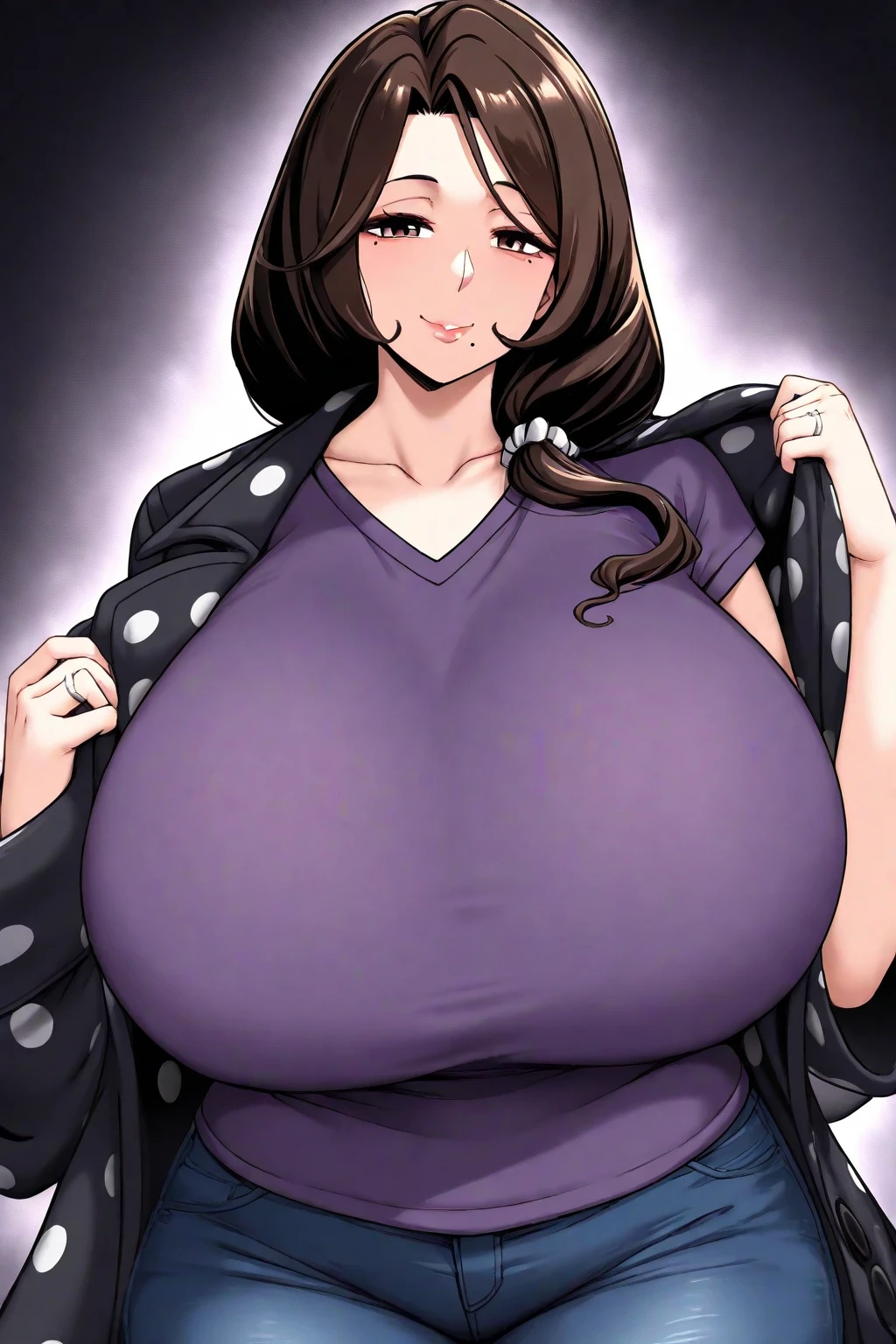 high resolution、high quality、masterpiece、kinoshita akemi,brown hair,green eyes,thick lips,lipsthick,(gigantic breasts:1.5),(bikini:1),((embarrassed,sweat,steam,seductive smile:1.3),((sexy,erotic:1.4)),(breast lift:1.4)