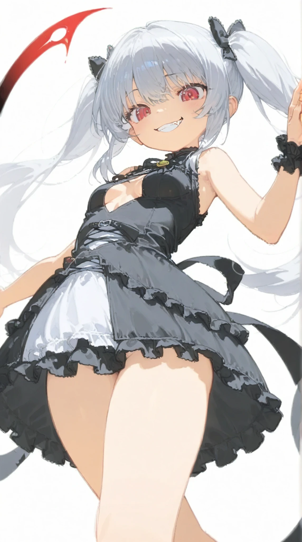 (( close、16k、highest quality、Attention to detail、Rich skin detail, nsfw、Loli)),(((((Brown Skin)))))、(Muscular)、 (Beautiful Eyes),((((Rear view、Fuck from behind))))、 ((Huge breasts、Swollen nipples、Hands behind head、Both armpits))、 ((Blue and white dress、black leotard、Pink Ribbon、White knee socks))、((((Skirt Lift))))、(Blue Eyes)、((White Hair、Blunt Bangs、long hair、Straight Hair、Ahoge)), ((blush))、(Wide Hips、Thick thighs)、((((Embarrassing、:d))))、((In the dark ruins of the city))