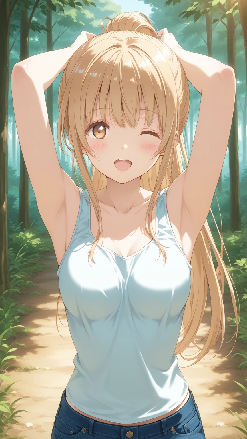 nsfw, A beautiful anime girl doing a split in the nude.。Not wearing pants。