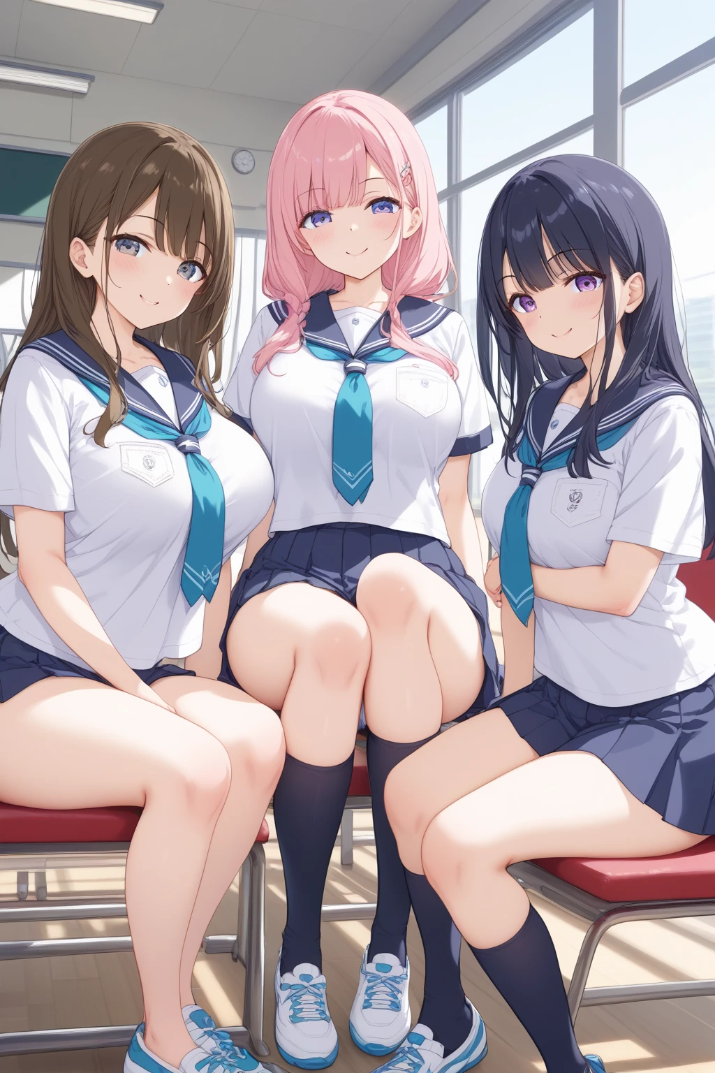 (Top quality illustrations:1.5), (Full color illustrations:1.9), (cute女の子4人:1.5), (Four 14-year-old girls:1.4)、(School classroom)、(Four Girls、Alongside), Lined up in parallel、Sit on a chair、Commemorative photo、Childish、cute、Gal、((((Small breasts))))、Slightly narrow waist、(Super delicate eyes:1.4)、Super sensitive tongue、Thighs、(((((nude)))))、((Beautifully drawn breasts))、(((Dark brown nipples)))、(((Areola of black color)))、Facing the viewer、Viewer&#39;s penis、(She was so happy that she cried out in agony.)、((With a smile))、(Viewer&#39;s penisを手で掴み口で咥える)、(Love your audience)、(Each girl has a different hair color)、((Black Hair、Blue Hair、Orange Hair、Brown Hair、Pink hair、Red hair、Blonde))、(short hair、Mid-length hair、Semi-long hair)、(Each girl has a different hairstyle)、(Straight Hair、Wavy Hair、Curly Hair、Bobcut、Twin tails)、(Good balance between face and body:1.7)、(Good balance of girl placement:1.9)、(adhering to the body(Saliva、Sweating profusely、A lot of water drops、A large amount of semen):1.6)、