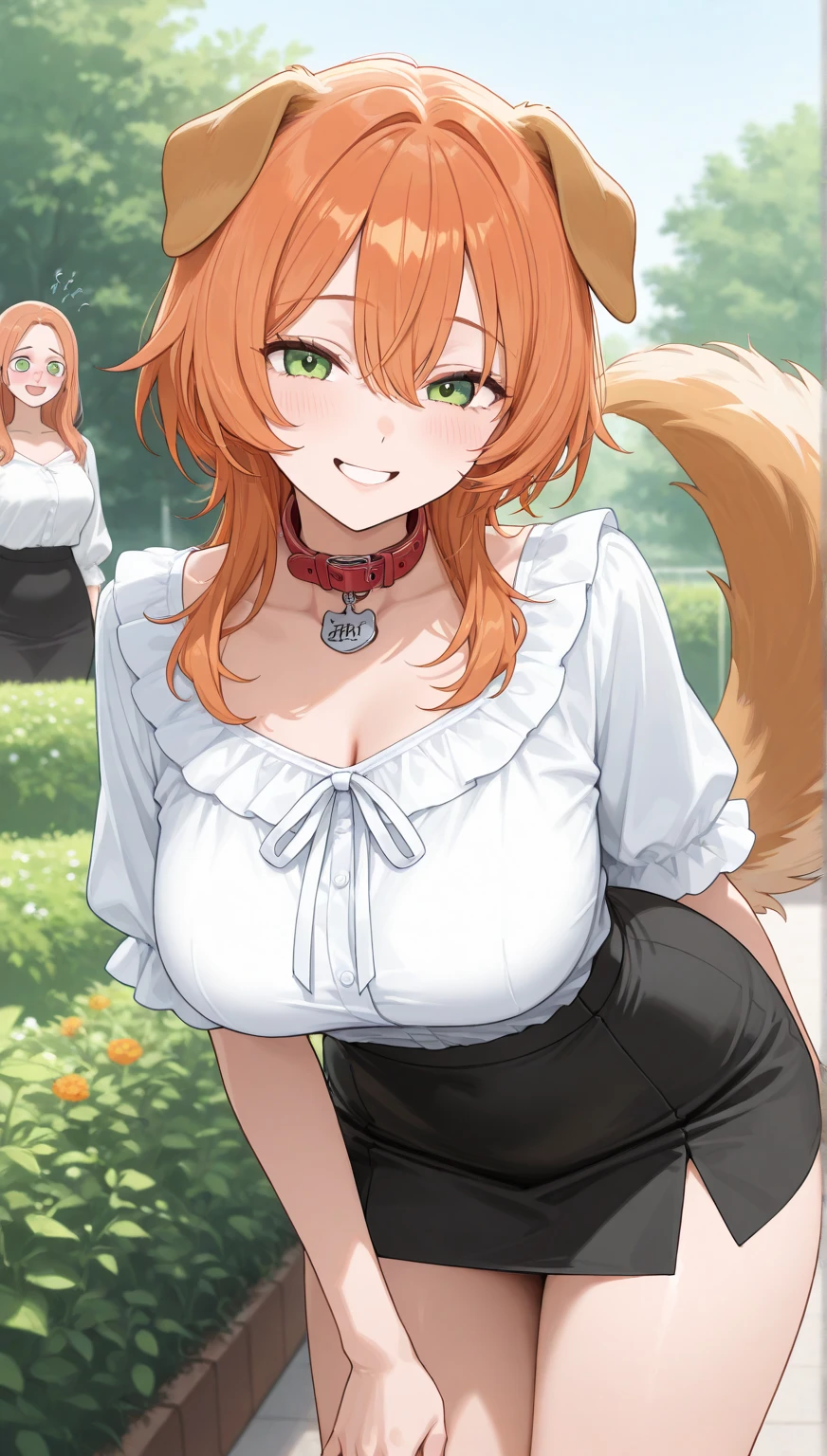 (flowers garden on background:1), (masterpiece), best quality, solo:1, 1woman, female, (normal breasts:1), <lora:zoologistloraX1:1>, Zoologist, (realistic), seductive, <lora:detail_slider_v4:1>, extreme detail, ((focus on face)), <lora:HeadpatPOV:1>, headpatpov:1, blush, fox ears, (cat eyes), red hair, fox taile, holding, open mouth, happy face, green shirt, (dark-skinned:0.7), jeans, (cute:1), (view from above:1), (from the first person:1),