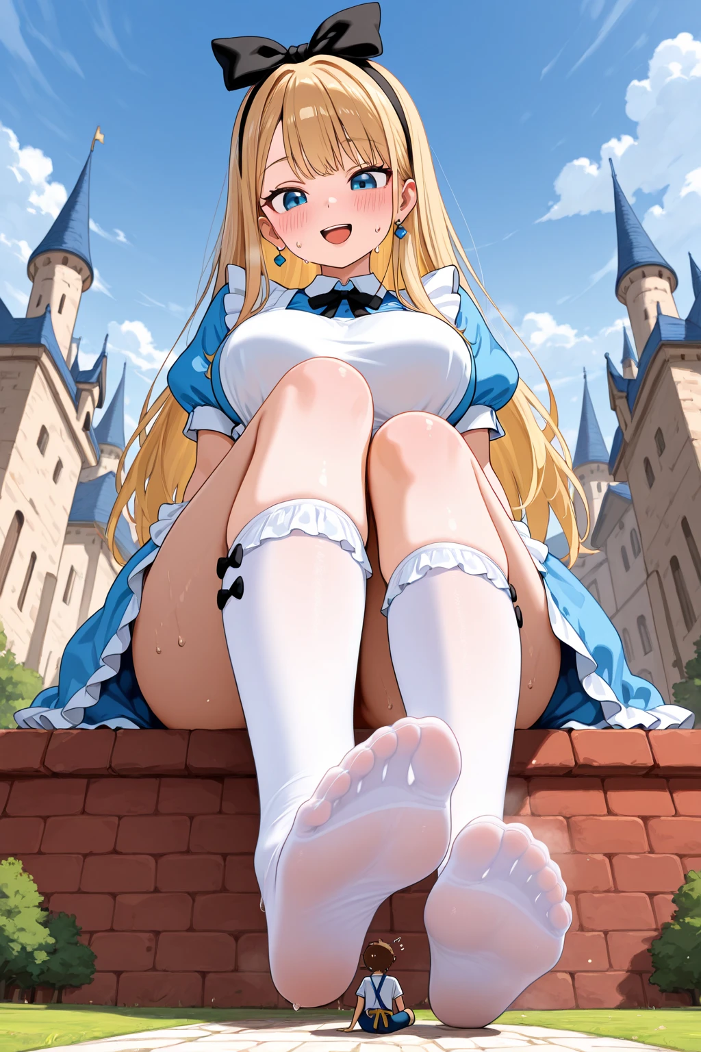 (tiny adventurers in front of closeup foot of a giantess: 1.5), closeup breasts and face, (perfectly round breasts) cleavage, (fully naked elfgirl princess absolutely cute and gorgeous with pointy ears: 1.1), (medieval fantasy: 1.1), nipples, (foot), (barefoot: 1.1), sitting, (tiny army from sky view: 1.1), (tiny army from sky view in front of closeup foot of a giantess: 1.1), (closeup long big foot: 1.6), (anorexic and skinny: 1.2), (stepping on, foot step : 1.3), navel, (thin waist: 1.2), (very cute young short adult girl: 1.2), (below view: 1.2), (very low angle view: 1.3), (Foreshortening: 1.4), (forest), (fantasy forest of elves), (2girls: 1.6), (miniature woman: 1.4), (height difference: 1.5)