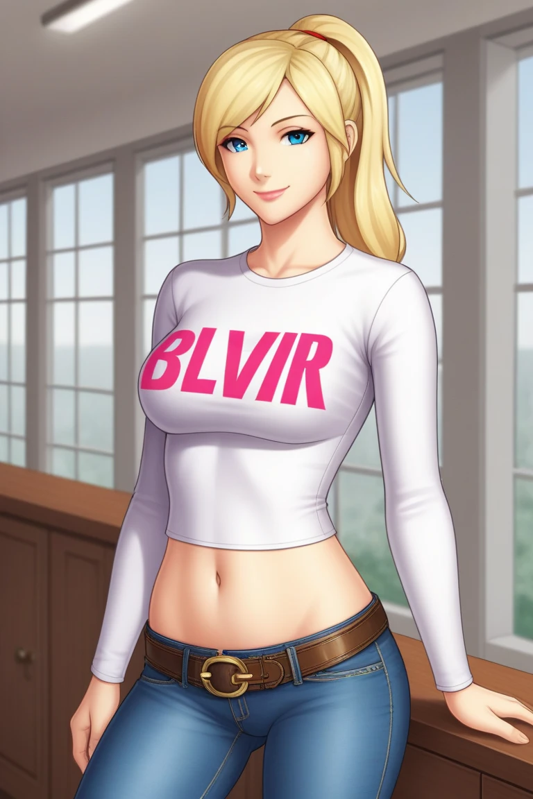 1girl, woman, mountain antipaladin lord villainess, , bombshell hair, platinum hair, side ponytail, soft body, wide hips, narrow waist, medium breasts, caucasian, (brightly lit interior, in a Neutral abandoned trailer park:1.3)