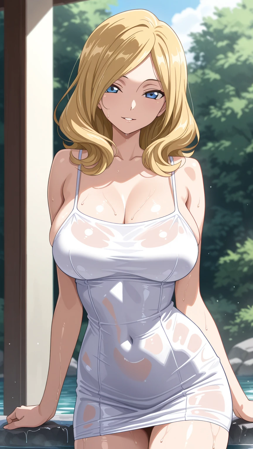 Simple White Background,
white shirt,collarbone, cleavage, bare shoulders,
armbands,
blue eyes, blonde hair,bangs,Long_hair,hairband,
1 girl, 20yo,Young female,Beautiful Finger,Beautiful long legs,Beautiful body,
Beautiful Nose,Beautiful character design, perfect eyes, perfect face,expressive eyes,perfect balance,
looking at viewer,(Focus on her face),closed mouth, (innocent_big_eyes:1.0),(Light_Smile:0.3),
official art,extremely detailed CG unity 8k wallpaper, perfect lighting,Colorful, Bright_Front_face_Lighting,White skin,
(masterpiece:1.0),(best_quality:1.0), ultra high res,4K,ultra-detailed,
photography, 8K, HDR, highres, absurdres:1.2, Kodak portra 400, film grain, blurry background, bokeh:1.2, lens flare, (vibrant_color:1.2),professional photograph,
(Beautiful,large_Breasts:1.4), (beautiful_face:1.5),(narrow_waist), ((arms behind back)), smug, evil sinister smug, smug expression, integra, integra hellsing, exposed thighs, huge thighs, ass, wide hips, tiny waist