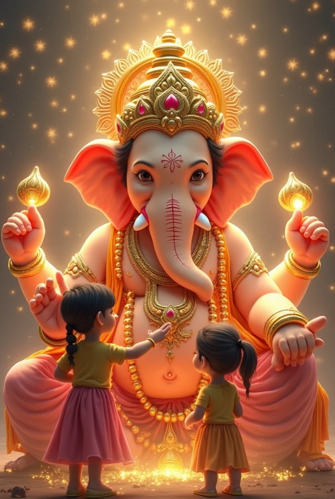 Bride 
sitting front of Ganesha for marriage worship cartoon 