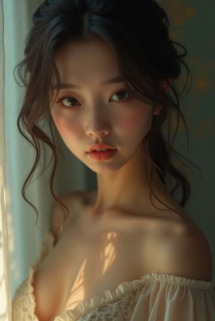 ((BEST quality,8k,Masterpiece:1.3)),upper body,,Sharp focus:1.2,Beautiful Woman with perfect figure,higly detailed facial and skin teksture,Detail eyes,double eyelids,interior view,ferpect lightning,