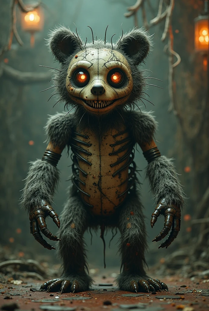 (knitted toy voodoo doll:1.8), (Voodoo Rat:1.3), (Appearance: diseased rat with glowing green eyes and a rotting tail:1.0), (Accessories: enchanted pendant emitting a sickly glow, floating poisonous vials:1.1), (background: decaying basement with scattered debris, dark corners, and an atmosphere of filth and corruption:1.2) best quality, masterpiece, detailed soft oil painting, detailed background, dramatic cinematic lighting, soft edge lighting, professional, dramatic lighting, hard edge lighting, ultra quality, 4k, masterpiece, best quality, 8k, ultra high definition, high resolution, extremely detailed
