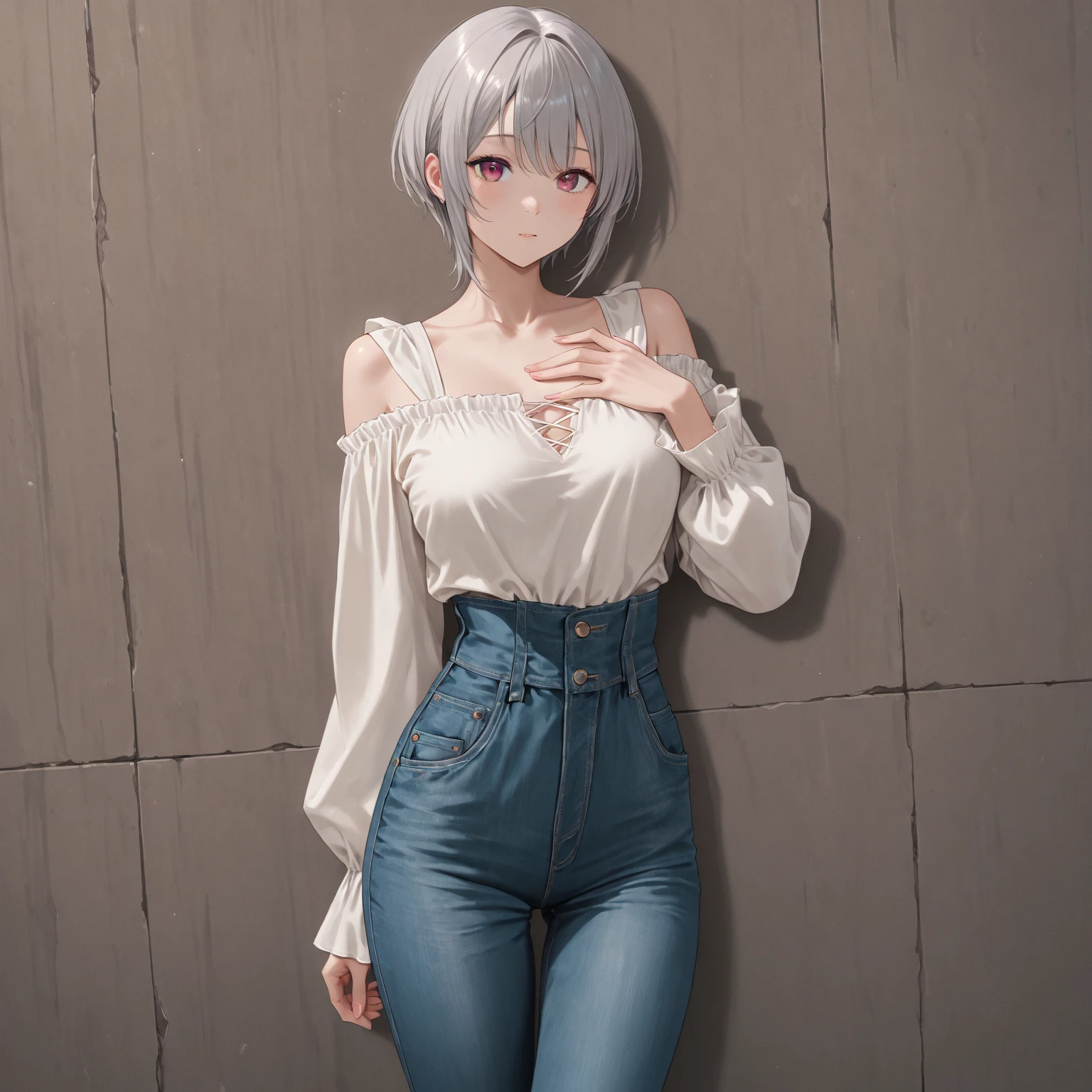 (masterpiece, best quality, ultra-detailed, 8k, wallpaper, photorealistic), ((perfect hands)), ((perfect anatomy)), ((large breasts)), long round legs, round ass, ((alluring anime girl)), ((Rei Ayanami)), ((capturing her ethereal beauty with pale wet skin, wet short indigo hair)), ((and bright crimson eyes that seem to hold a mysterious depth)), ((A pale blue or white hanging blouse)), ((a high-waisted mini skirt in a complementary color, such as a pale gray or light lavender)), ((A small pendant or charm necklace with an Evangelion reference can be a subtle nod to her character)),  ((close-up shot)), ((dynamic background)), ((sensual pose))