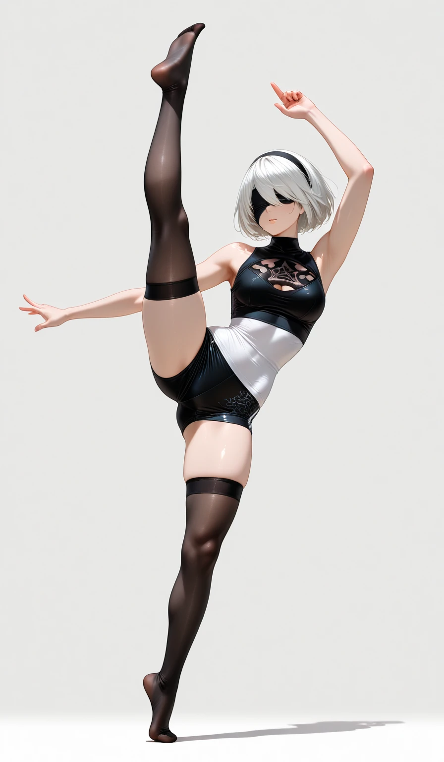 ((1girl, solo, full body, full body front)), (perfect anatomy, perfect hands, perfect legs), beautiful body, natural proportions BREAK
((extremely detailed face)), (beautiful detailed eyes:1.6), (realistic pupils, realistic iris:1), expressive eyes, looking at viewer, (clear eyes:1.2), (sharp facial features:1.2), (hyperrealistic:1), (detailed skin texture:1.2), smooth skin, (black hair), (white eyes), (short hair:1.3), (detailed lips, attractive lips:1.1), (glossy lips:1) BREAK
(skin tight:1.5) BREAK
(masterpiece:1.2), best quality, high resolution, (highly detailed shading), (realistic lighting:1.2), anime-style, perfect lighting, vibrant colors, dynamic tones, striking hues, 8k, absurd resolution, perfect shadows, hdr, UHD, ambient lighting, realistic, ultra-realistic, photo realistic, highly detailed, rich detail, luminous colors, fine texture, intricate design, professional illustration, (soft light:1.2), (illustration:0.8)