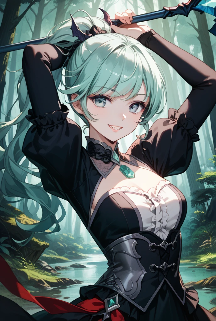 ((huge breasts)), beautiful breasts、(big breasts),Super detailed、#3b4195 background、beautiful flower、berry、far、leaf、calm color watercolor pattern、(watercolor texture)、(1 girl)、long hair、cute、 short petite pretty woman, 、 super detailed face、fine eyes, smooth skin,((goblin、Pose that emphasizes the buttocks))、