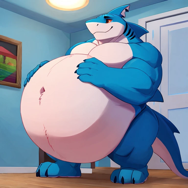 anthro, male, solo focus, dragon, college dorm, night, dim, bare chest, big pecs, huge belly, sweaty, bare ass, from behind hairy butt