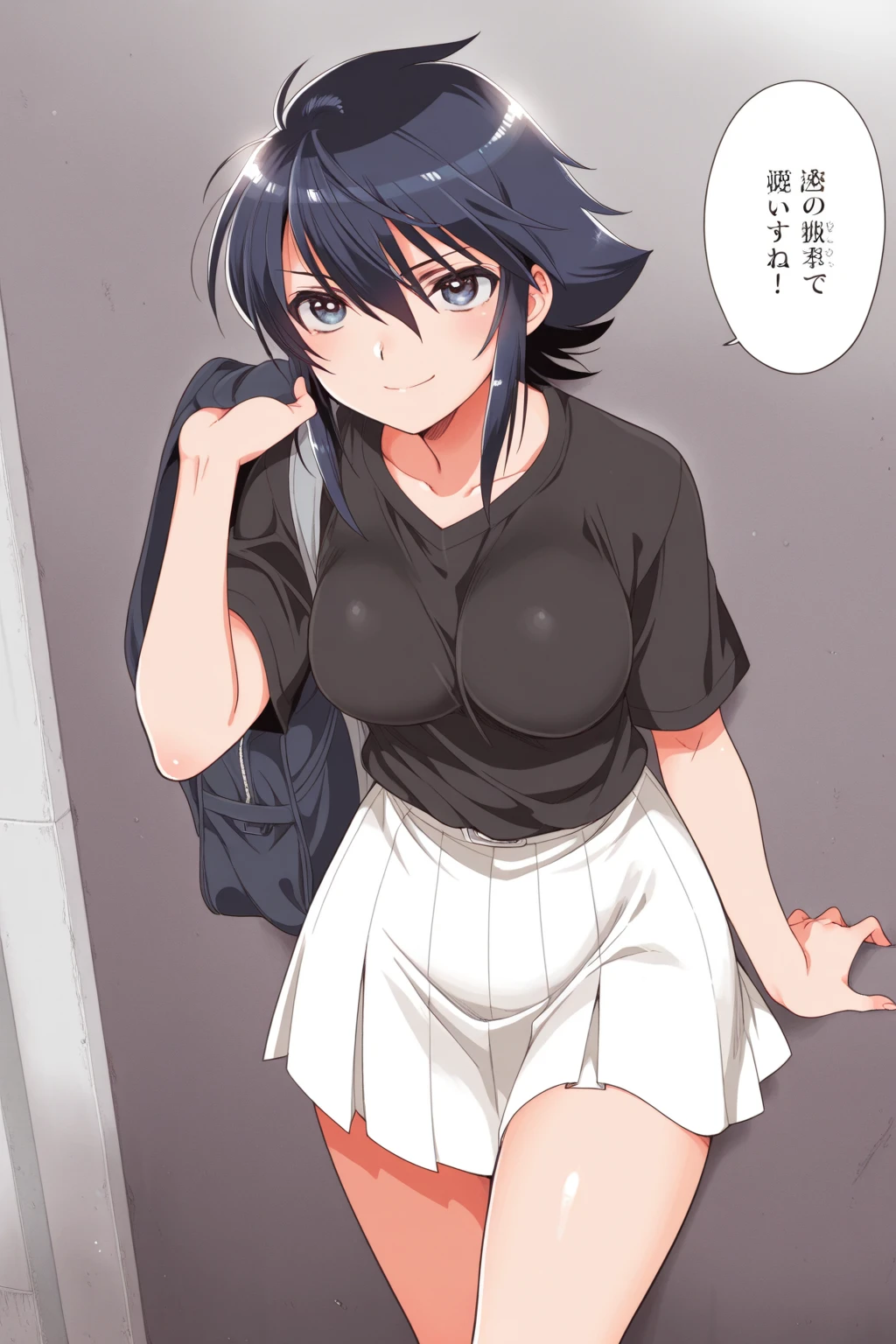 Haruno Yukinoshita, Haruno Yukinoshita, short hair, Hair between the eyes, (black目:1.5), black髪, Gradient Hair, Two-tone hair, Purple Hair, 30Attractive woman in her teens,
break shirt, whiteのシャツ, Collared shirt, cardigan, black_Open_cardigan,
break outdoors, town, null, sun, people々々, crowd, building, cloud,
break looking at viewer,
break (masterpiece:1.2), Highest quality, High resolution, unity 8k wallpaper, (shape:0.8), (Beautiful details:1.6), (Highly detailed face:1.5), Perfect lighting, Extremely detailed CG, (Perfect hands, Perfect Anatomy), (black_One_Tight Skirt:1.5), (blush), (Disgust), (Large breasts), (Wide pelvis:1.5), (Thick thighs:1.5), (Lift up the skirt:1.5), (スカート that rolls up:1.5), (panties丸見え:1.5), (white_panties:1.5), (From below to above the crotch:1.5)